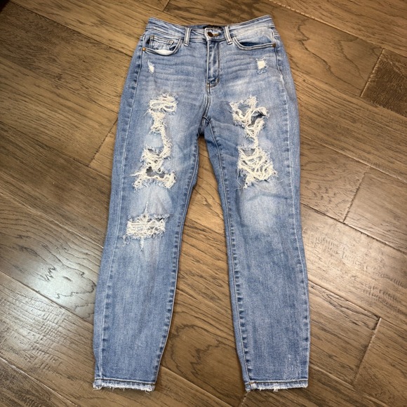 Judy Blue Los Angeles Womens Boyfriend Fit Distressed Jeans Size 1/25 - Picture 1 of 12